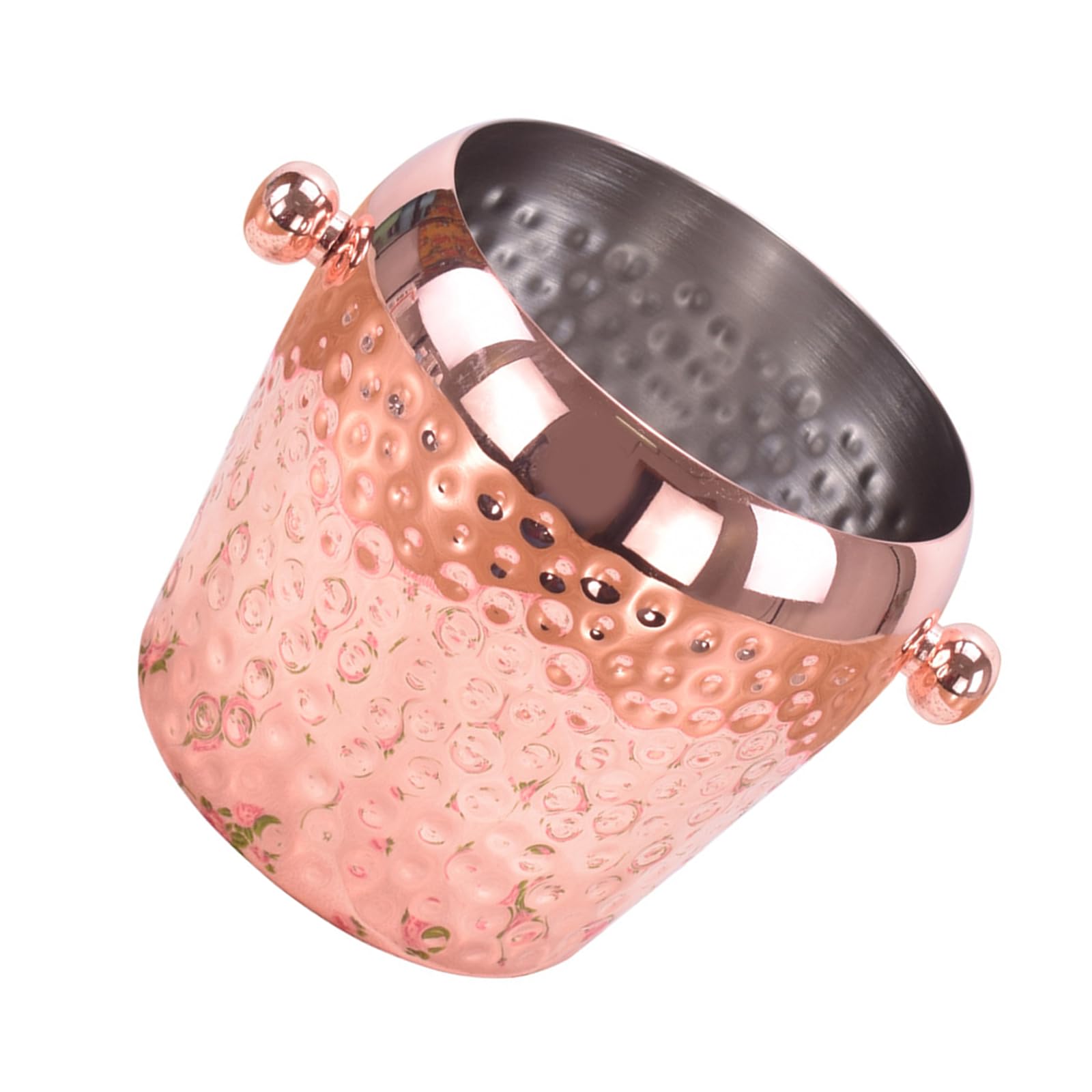 Mouth Wine Bucket Beverage Tub Hammer Pattern Stainsless Steels Ice Buckets Drinkware for Parities, Gathering Stainsless Steels Ice Buckets Wine Supplies Easy to Carry