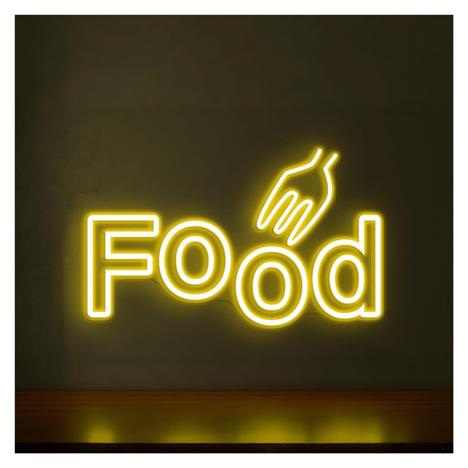 Hanging Art Neon Signs Fork Food Neon Sign, Suitable For Restaurant Decor With Brightness Adjustable 50cm(Lemon yellow)