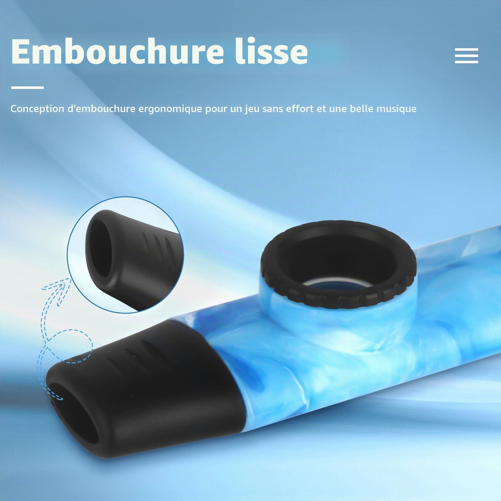 Kazoo Style Jade le Plus Récent, Ton Ajustable Kazoo Professionnel en Résine ABS avec Cinq Membranes de Flûte et Sangle pour Enfants, Adultes et Passionnés de Musique