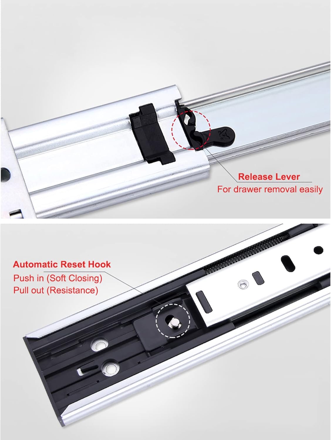 Release lever for drawer removal