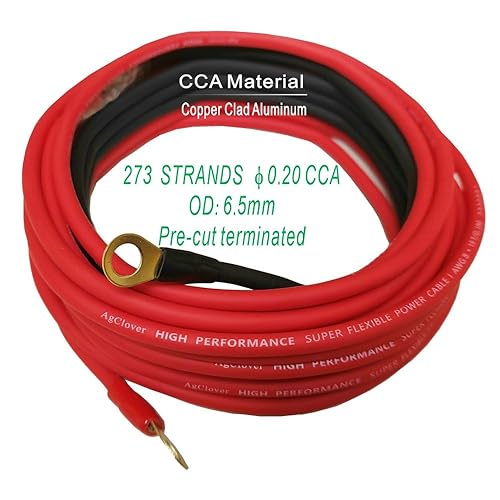 Miniatura 2 de AgClover Kit de cableado de instalación de amplificador CCA de calibre 8, manejo de potencia de 800 W, kit de sistema de audio de instalación de