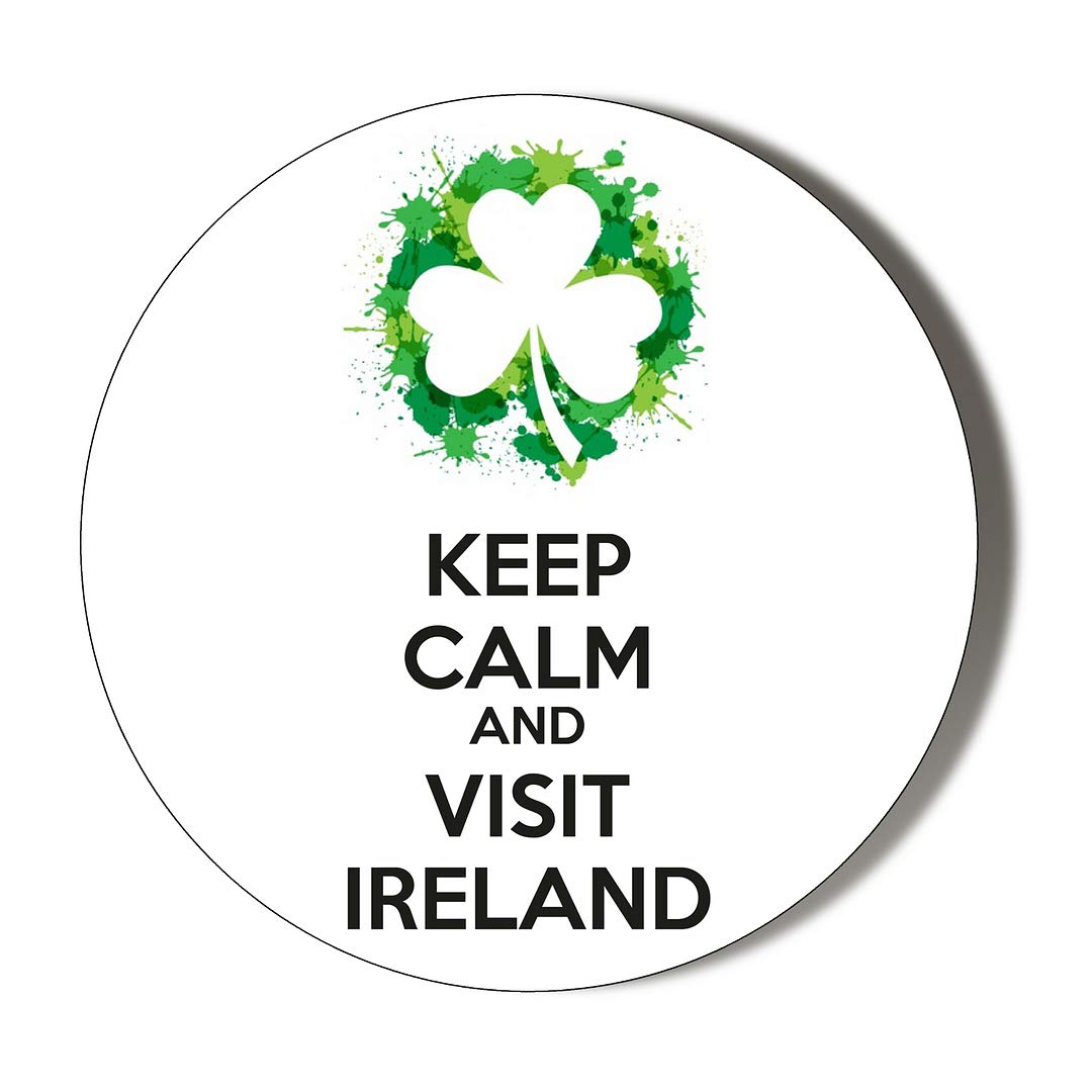 Gift Insanity KEEP CALM AND VISIT IRELAND SHAMROCK WHITE 58mm Novelty Badge