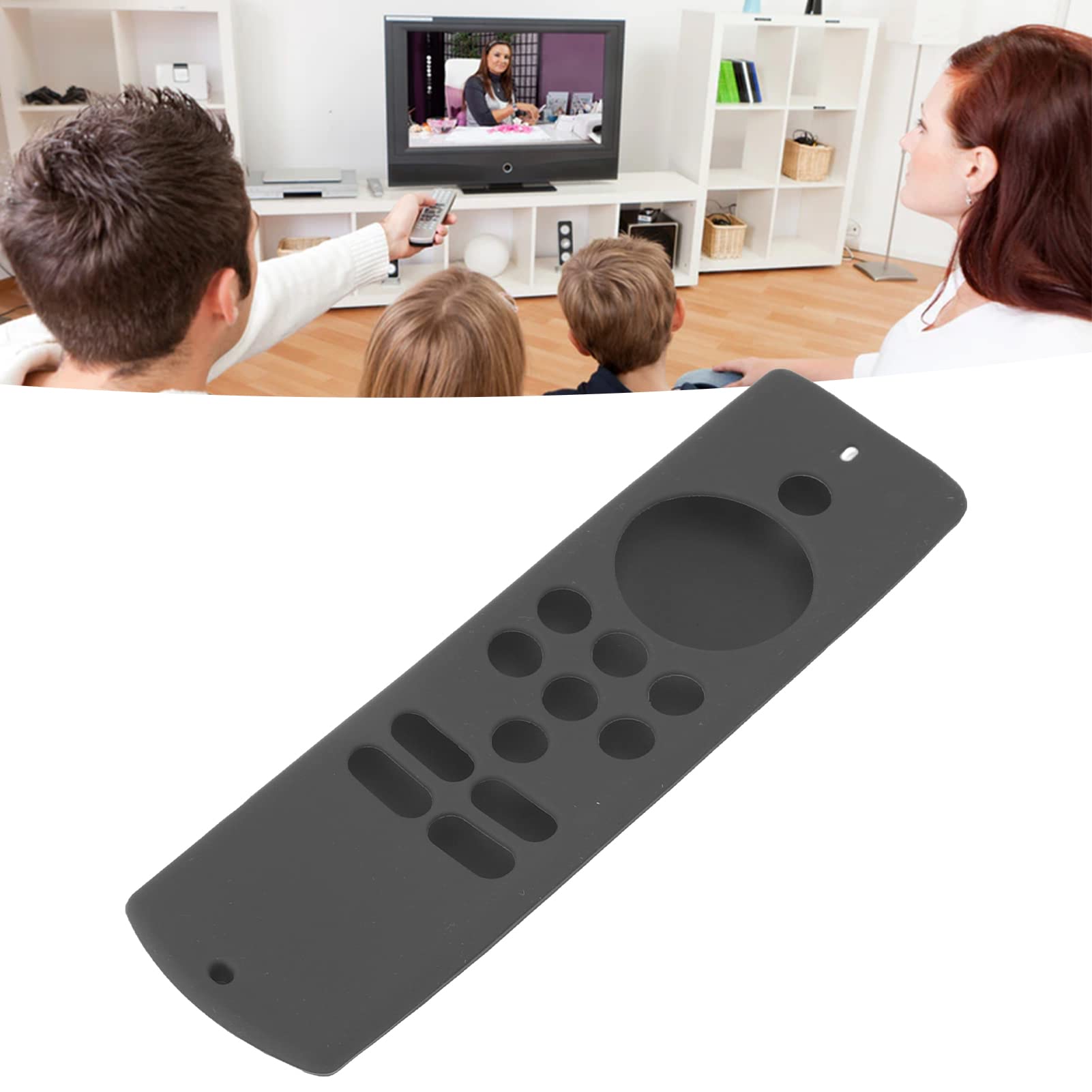 Funda protectora de silicona suave antideslizante a prueba de golpes con cordón para Fire TV Stick Lite (gris oscuro)