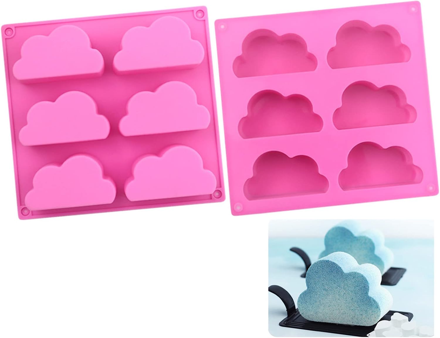 4 Pcs Soap Silicone Mold,Moulds for Soap Making,Cloud Silicone Molds for Chocolate Candy Gummy Gelatin Jello Jelly Baking Mousse Cake Plaster Ice Cube Tray (4 Pink)
