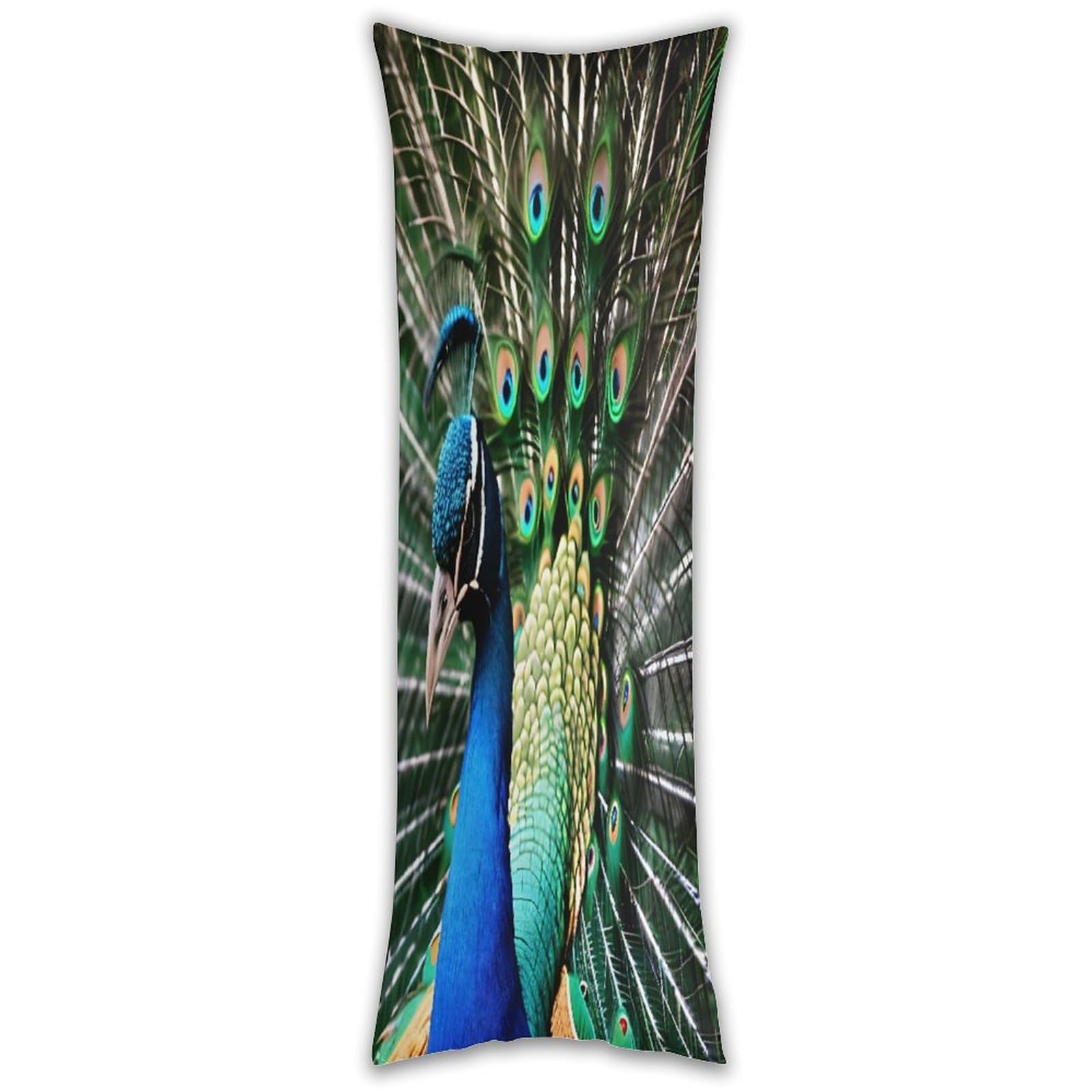 Peacock Pillow Case Breathable Absorb Sweat Long Pillowcover Exquisite Unique Pillow Protector for All Seasons Hot Sleepers Body Pillowcase
