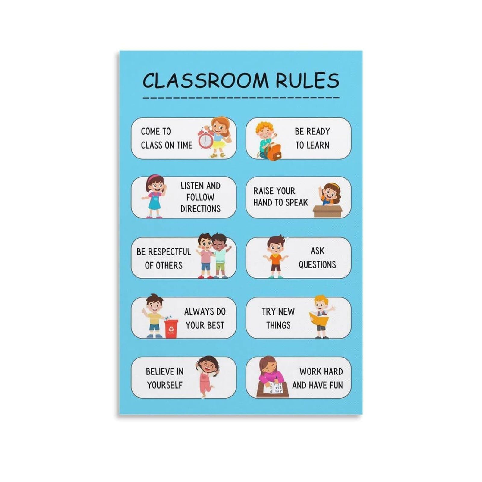 MDBJTCYZN Classroom Rules Expectations Poster for Teachers Educational Wall-Art School Classroom Decor(08x12inch(20x30cm),Unframed)