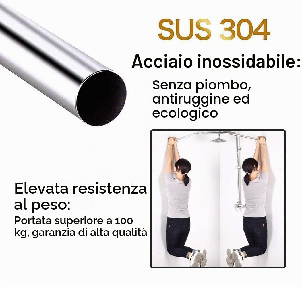 Asta per Tende da Doccia Angolare L Shaped Telescopica Barra Bastone Tenda Doccia A Pressione 304 Acciaio Inossidabile per Bagno Negozio di Abbigliamento,60 to 90 x 80 to 130cm