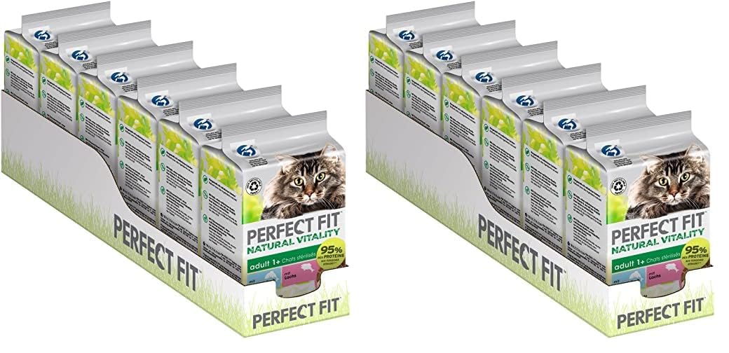 Katze Portionsbeutel Natural Vitality Adult 1+ mit Hochseefisch und mit Lachs 6 x (6 x 50g) Multipack (Packung mit 2)