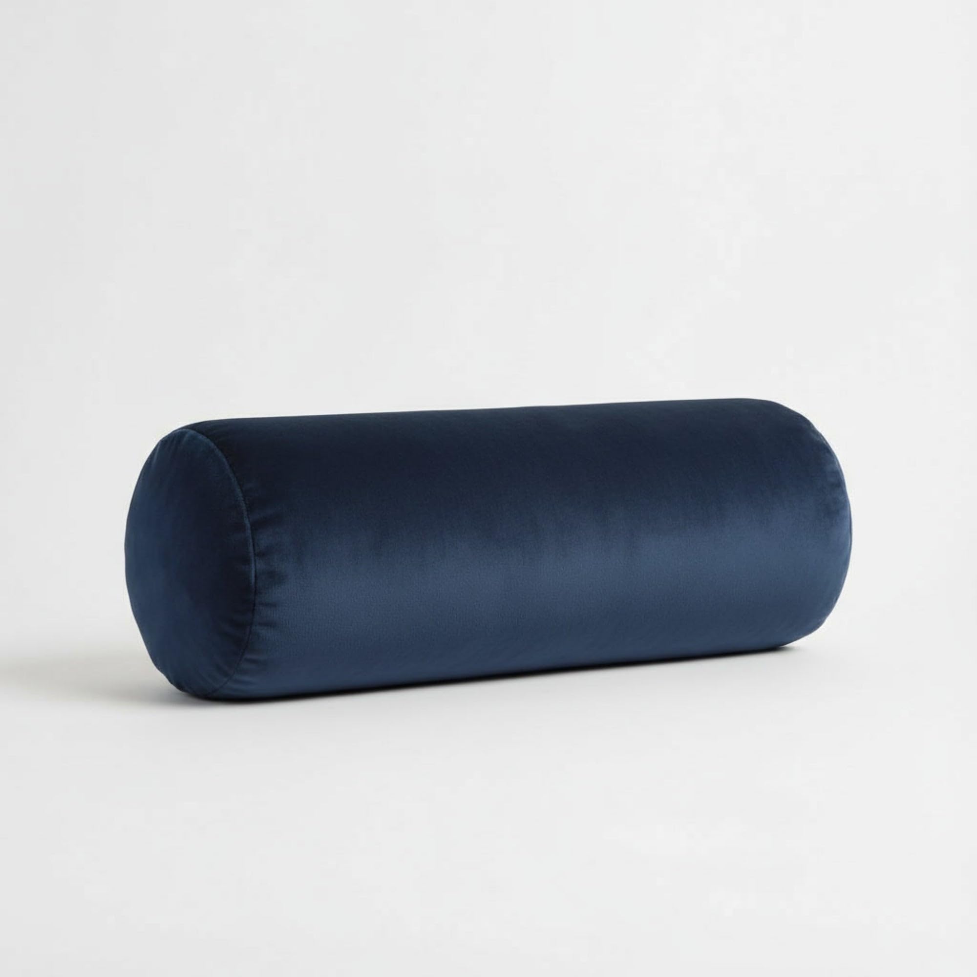 Kosiproducts Round Bolster Cushion Lumbar Support Plush Velvet Pillow Neck Relaxing Soft Virgin Hollow Fibre Filling Roll [60cmx20cm, Navy Blue]