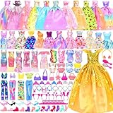 15 Pack Handmade Doll Clothes Dress & 15 Pairs Doll Shoes for Barbie Doll and Other11.5 Inch Doll, Accessories Lace Wedding Party Dresses Gowns Outfits Gifts,Organza Drawstring Pouches Gift Packing.