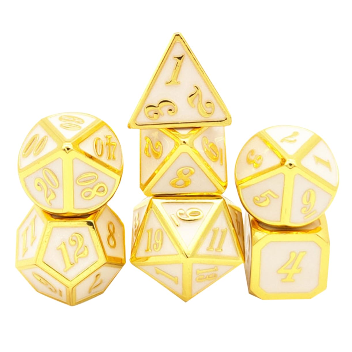 VICASKY Set de Dés Polyédriques Lot de 7 Légers et Portables en Alliage de Zinc Chiffres Nets, pour Jeux de Société et Soirées Entre Amis