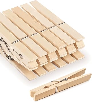 Large Clothes Pins Wooden Clothespins, 4 Inch 12 Pack Heavy Duty Outdoor Pegs, Clothing Hanging Laundry Close Pin Chip Clips Cheer Pins for Bags Photo Picture Artwork Crafts Display