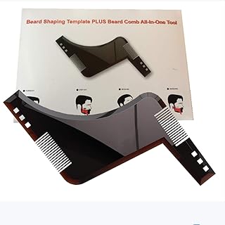 Beard shaping template plus beard comb all-in-one tool,Beard Shaper Tool for line up & Edging,Combs for Goatee, Neck Line, Curve Cut or Step cut or Straight Cut