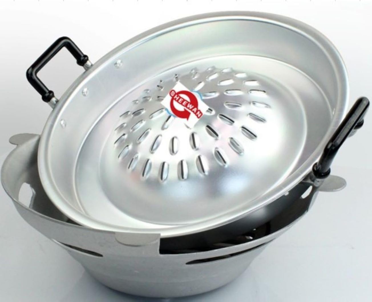 Aluminum Thai Korean Charcoal Barbecue Stove + BBQ Grill Topper 30 cm 12"