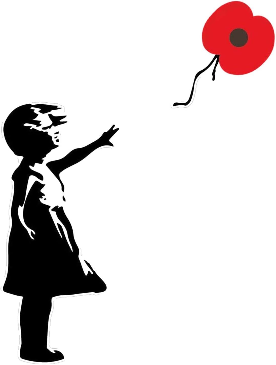 meetgre Banksy Girl With Poppy Flower Remembrance Day, Poppies Flower Decals Car Stickers, Windows Fridge And Home Decorations, Wall Art Graffiti Sticker Urban Art