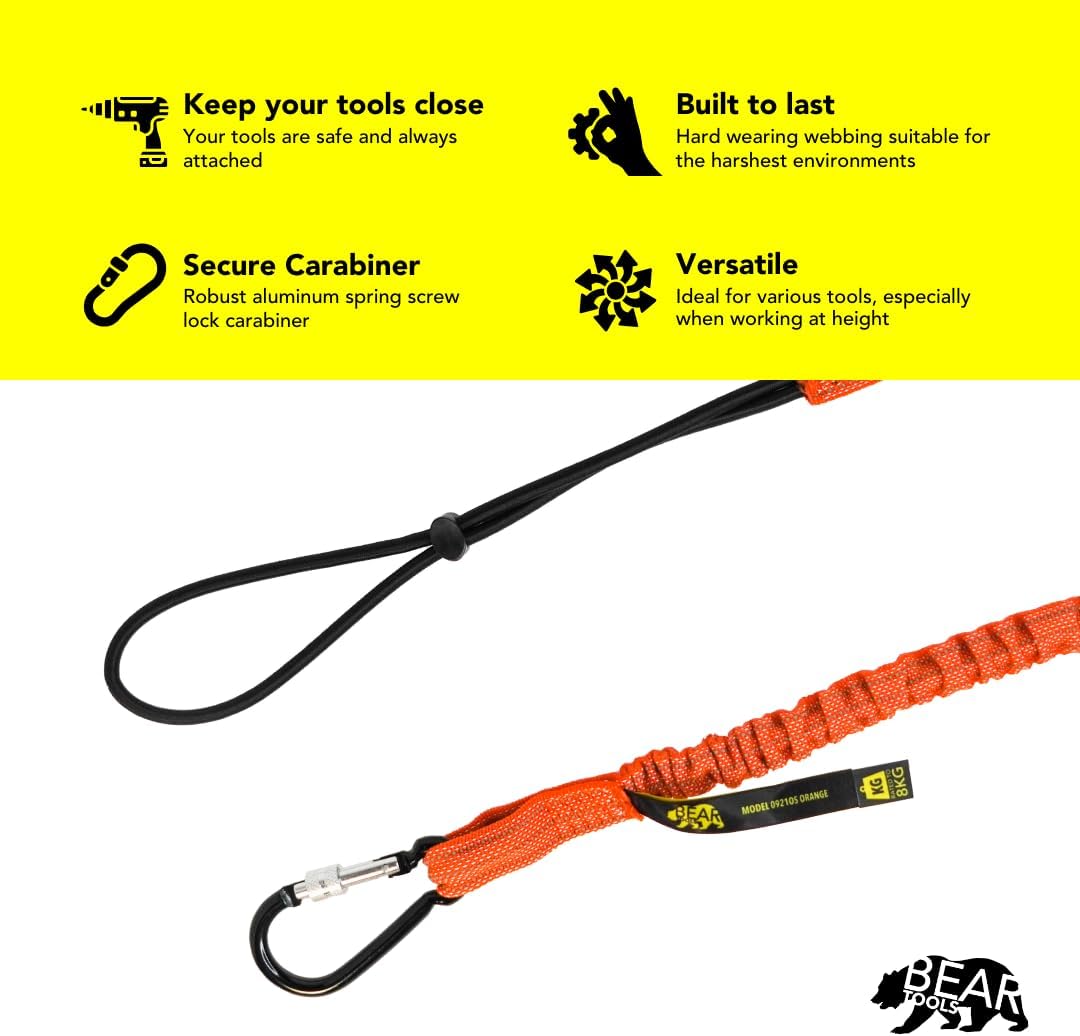 3 Foot Safety Tool Lanyard, Tough Scaffold Hard Hat Lanyard with Carabiner, Adjustable Loop End, Ultra-Durable, Premium Quality Materials Ideal for Scaffold, Tools, Construction 10PK Orange (0929OS)