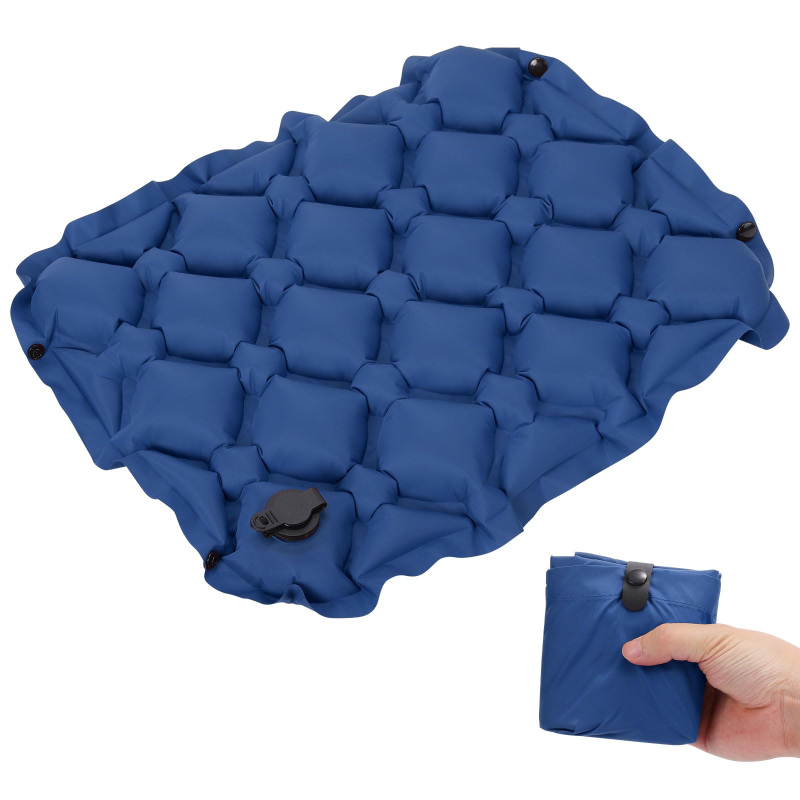 Fjquamitix Blue Inflatable Seat Cushion Lightweight Stadium Seat Pad Travel Air Seat Cushion For Hiking Office Airplane Stadium Car (Blue)