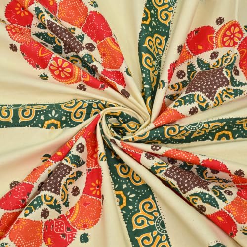 Image of 100% Cotton Single Bedsheet with 1 Pillow Cover | 240 TC Pure Cotton Flat Bed Sheet | Traditional Jaipuri Printed Bedding Set | Soft & Breathable | 60 x 90 Inch (Rangmahal Single 69)