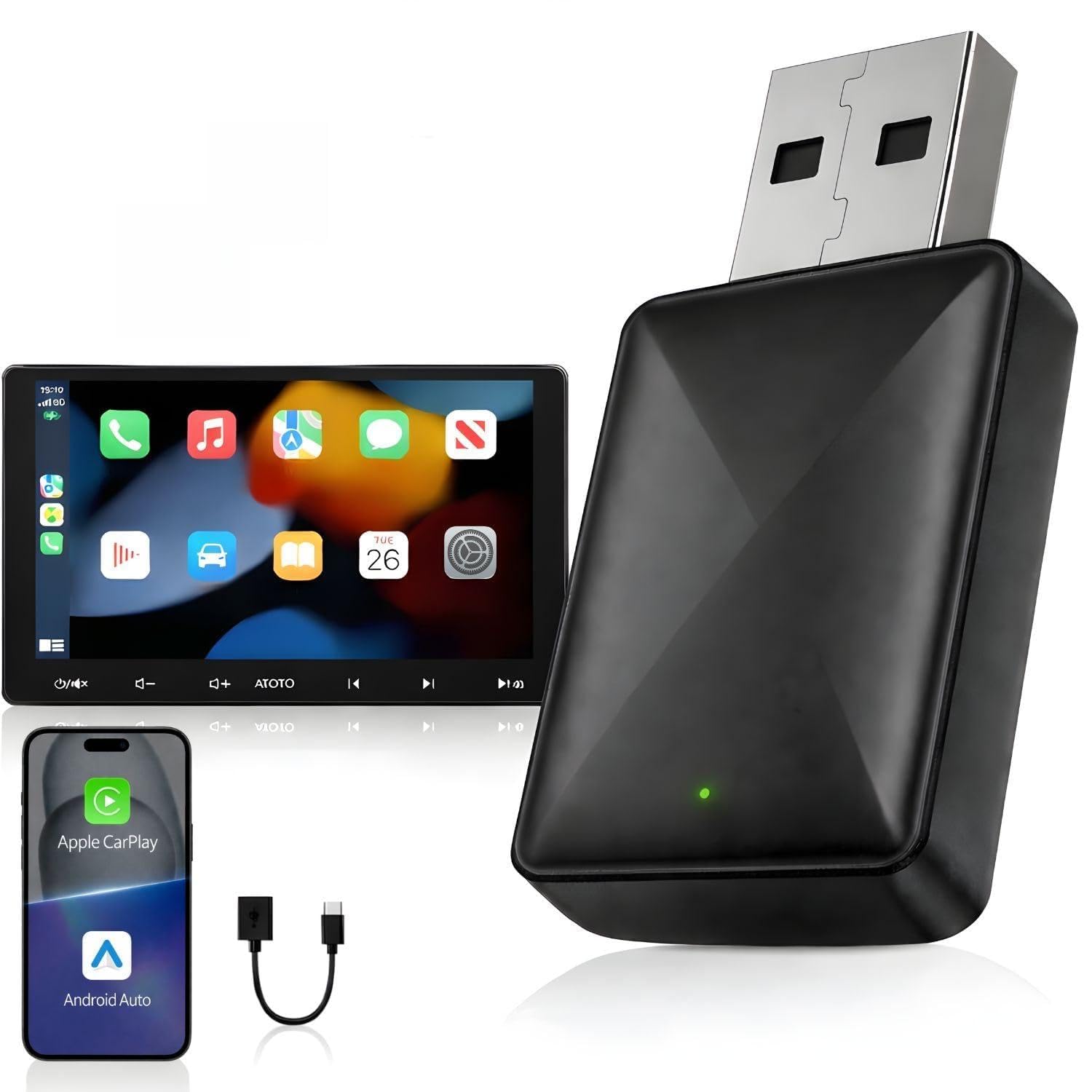 Carplay Inalambrico Android Auto Inalambrico Adaptador Carplay Inalambrico Car Play Android Auto Adaptador Inalambrico Carplay, Coches a Partir de 2014【Nueva Version 2026 】 — view 8