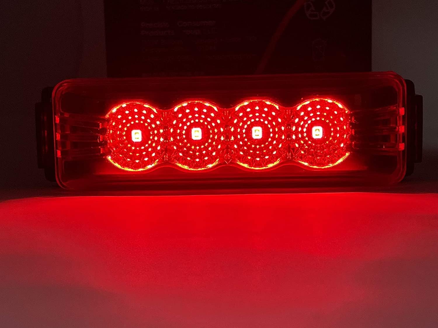 All Star Truck Parts [4''x1'' [5x Red + 5x Amber] Thin line Led Side Marker and Clearance Lights 4 with Reflectors Submersible Sealed 12V Surface Mount for Truck Boats, Rectangular, Red/Amber