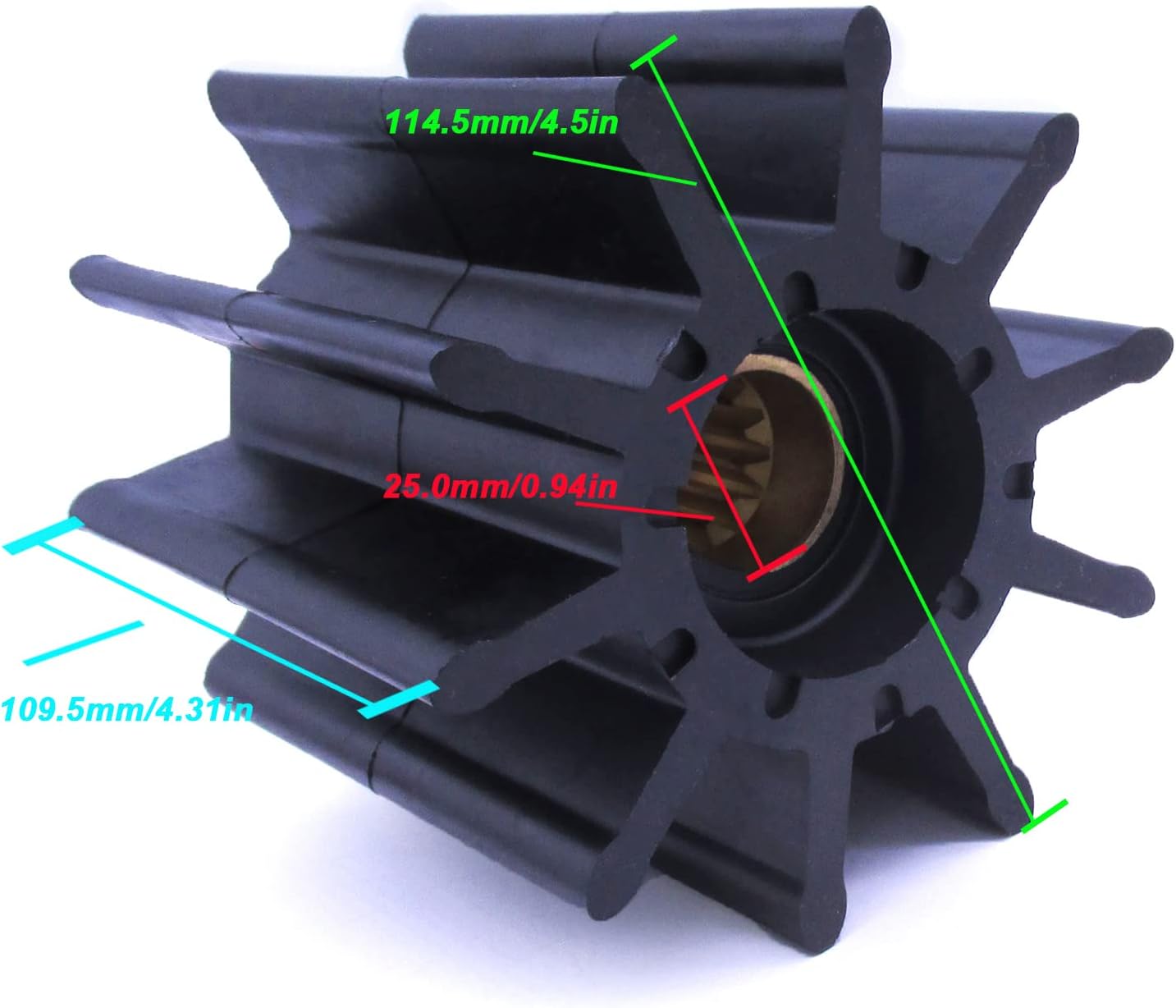SouthMarine Flexible Water Pump Impeller 22000K for Sherwood G2201 G22011-01 G22012X / 500179 for CEF / 2127264 1539123 153-9123 156-6892 for Caterpillar Inboard Engine