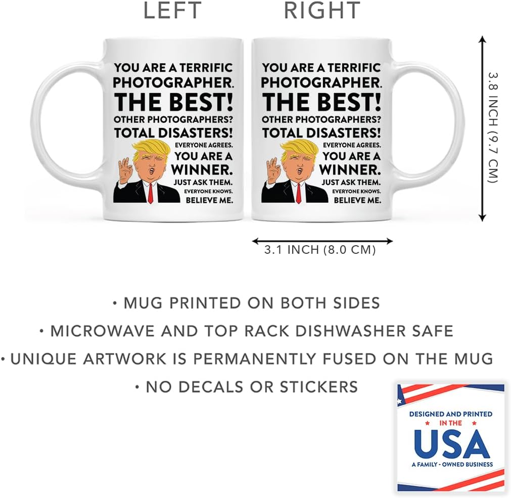 Andaz Press 11oz. Funny President Trump Coffee Mug, Photographer, 1-Pack, Includes Gift Box, Christmas Birthday Graduation Novelty Drinking Cup Gift Idea