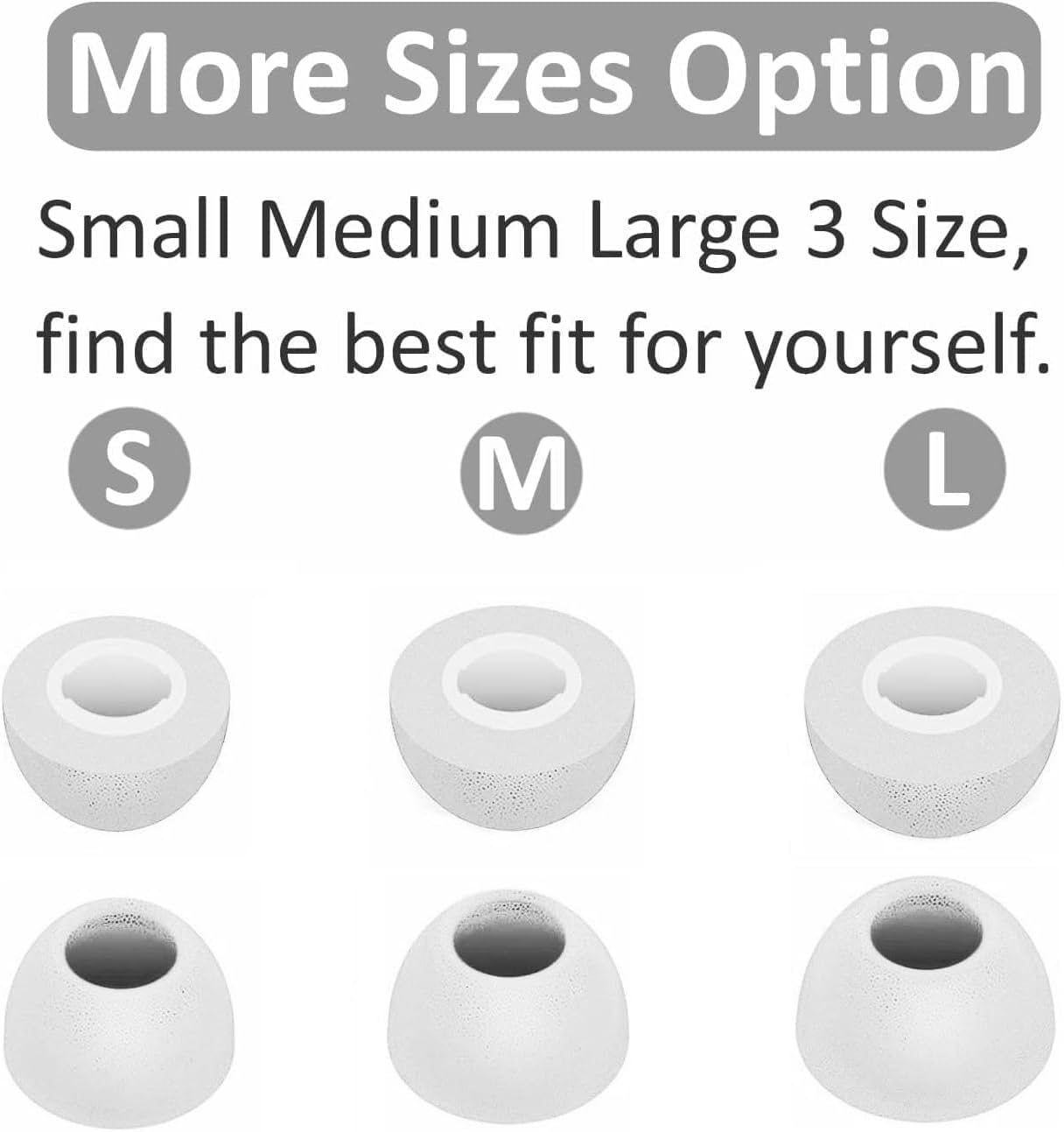 Memory Foam Tips Compatible with JBL Vibe 200TWS / Tune 130NC TWS/Free X/Live 300TWS, Replacement Foam Eartips, Fit in Charging Case, Reducing Noise Tips, 3 Pairs (S/M/L, White) 214w3 image 2