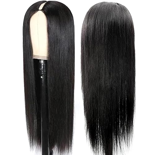 Miniatura 7 de Peluca de cabello humano virgen brasileño lacio con 200 % de densidad, para mujeres negras, peluca de cabello humano con clip de cabeza completa,