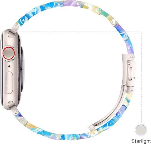 Miniatura 118 de Lightweight Resin Band For Apple Watch Series 11 10 SE 9 8 7 6 5 4 3 2 1 Ultra 3 2, Fashion Adjustable Replacement Strap for iWatch Bands 38mm 40mm