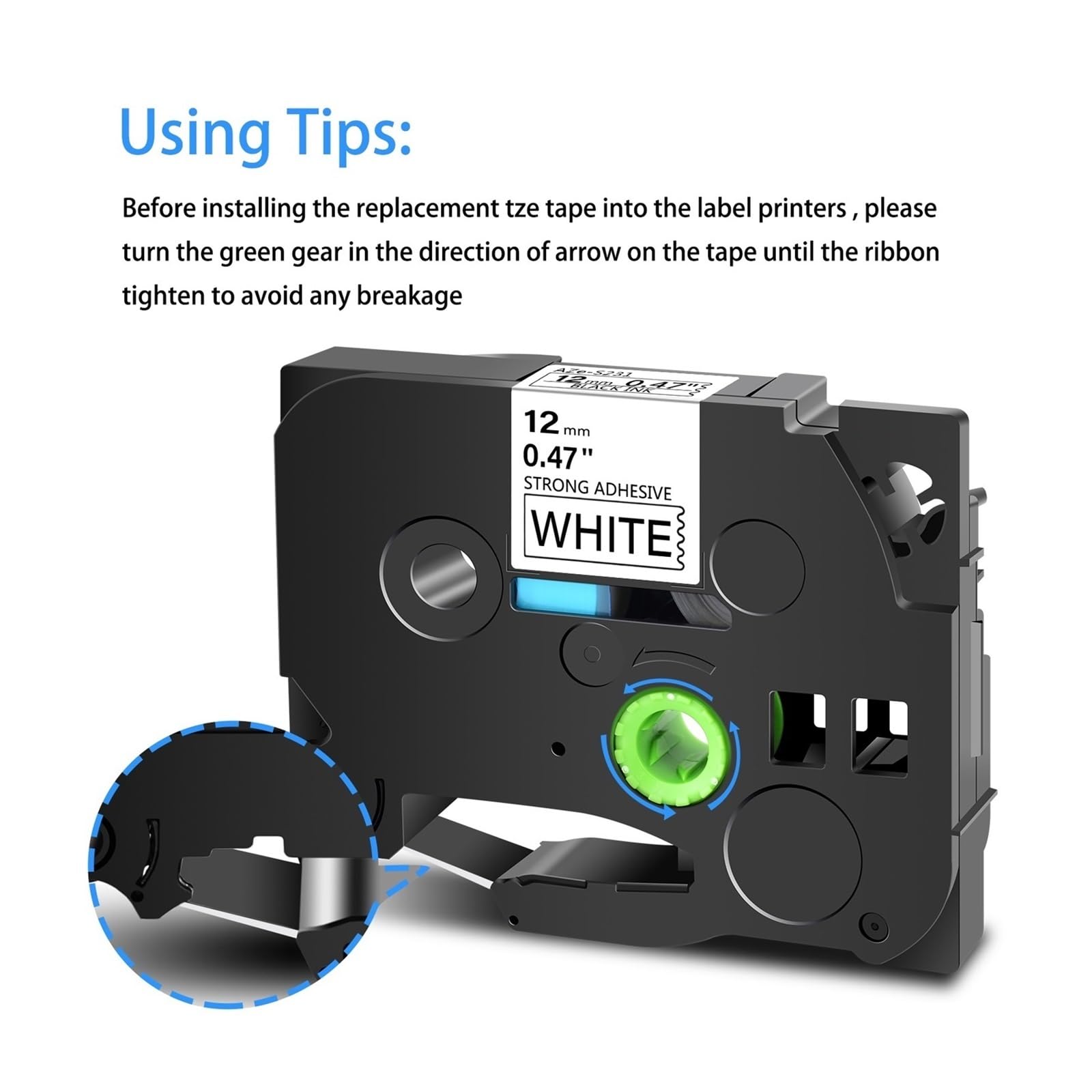 Nastro for etichette da 10 confezioni, 6-24 mm, nero su bianco, compatibile con P-Touch PT-1010(18mm)