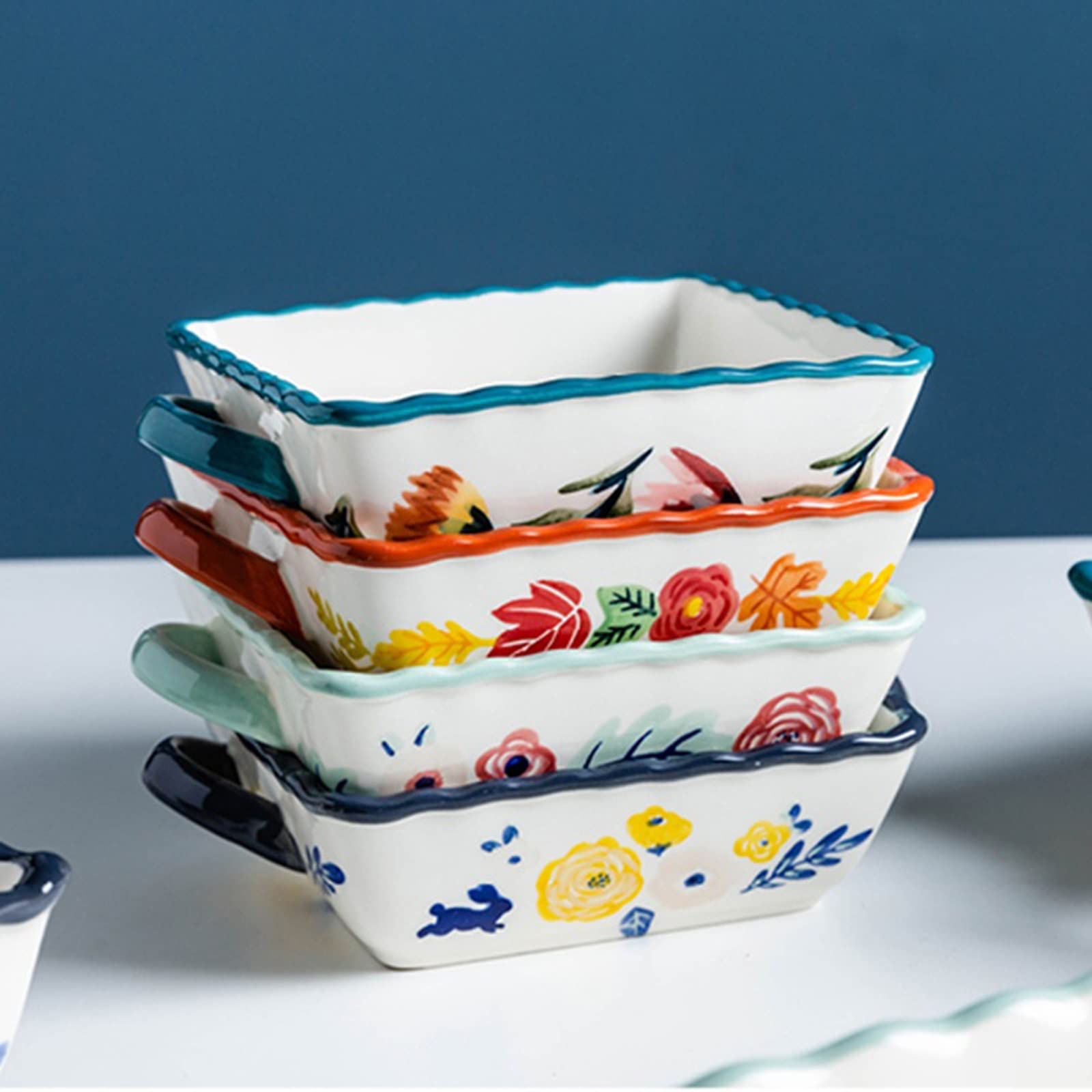 2 formy do zapiekanek, kwadratowe, ceramiczne, z uchwytem, do lasagna, patelni, do sałatek, do lasagne, tiramisu i zapiekanek (C, S)
