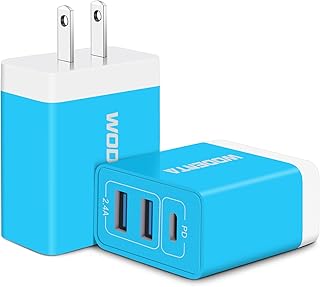 USB C Wall Charger Block, WODENTA 2Pack 32W 3Port USB-C PD Power Adapter Type C Fast Charging Block Box Brick Plug Cube for iPhone 14 13 12 Pro Max Mini 11 XR XS X 8 SE, iPad, Samsung, Tablet, Android