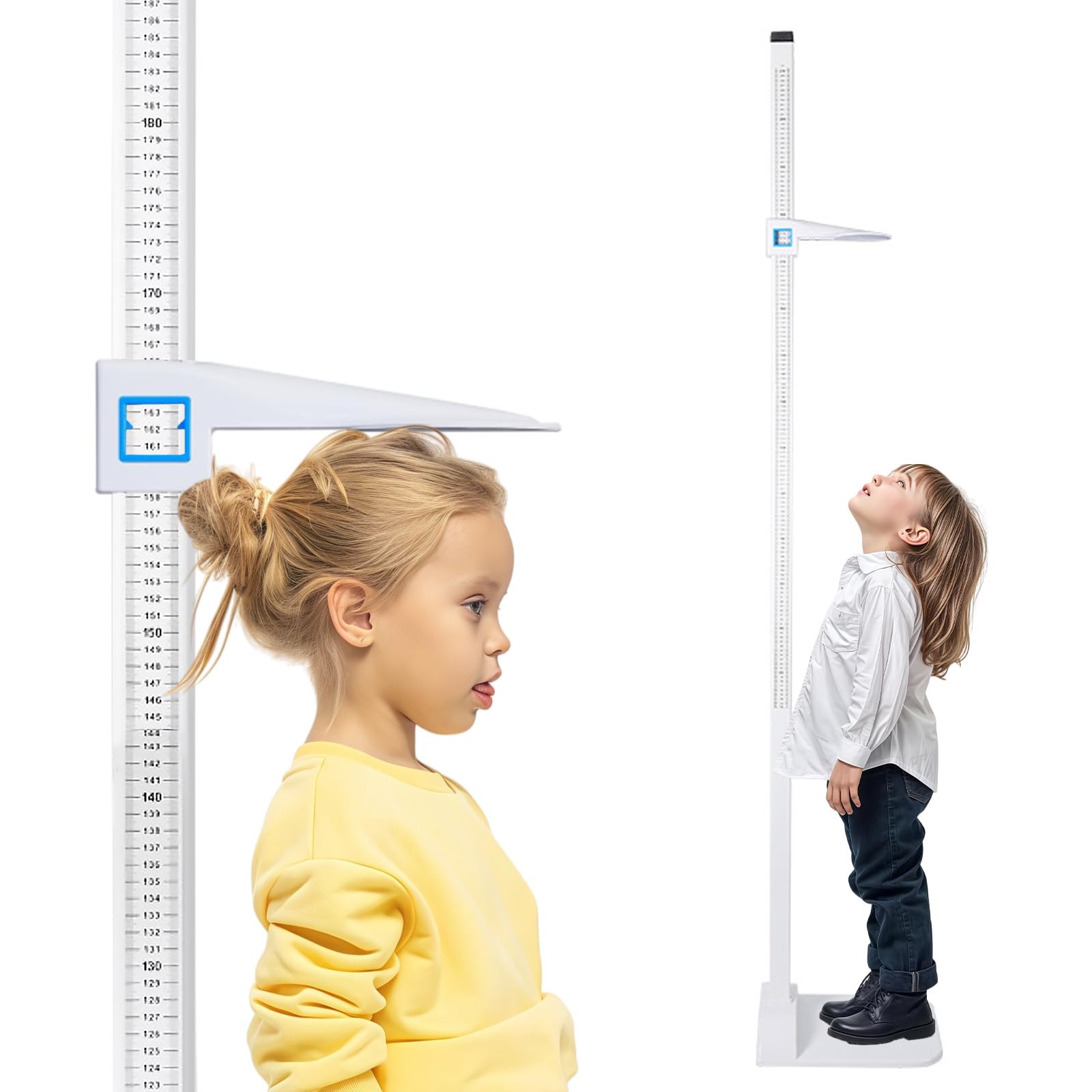 Estadiómetro Portátil de 20 a 210 cm, Medidor de Altura Digital, Medidor de Altura Médico, Estadiómetro Portátil con Pantalla de Doble Escala, para Casa, Oficina, Examen Médico