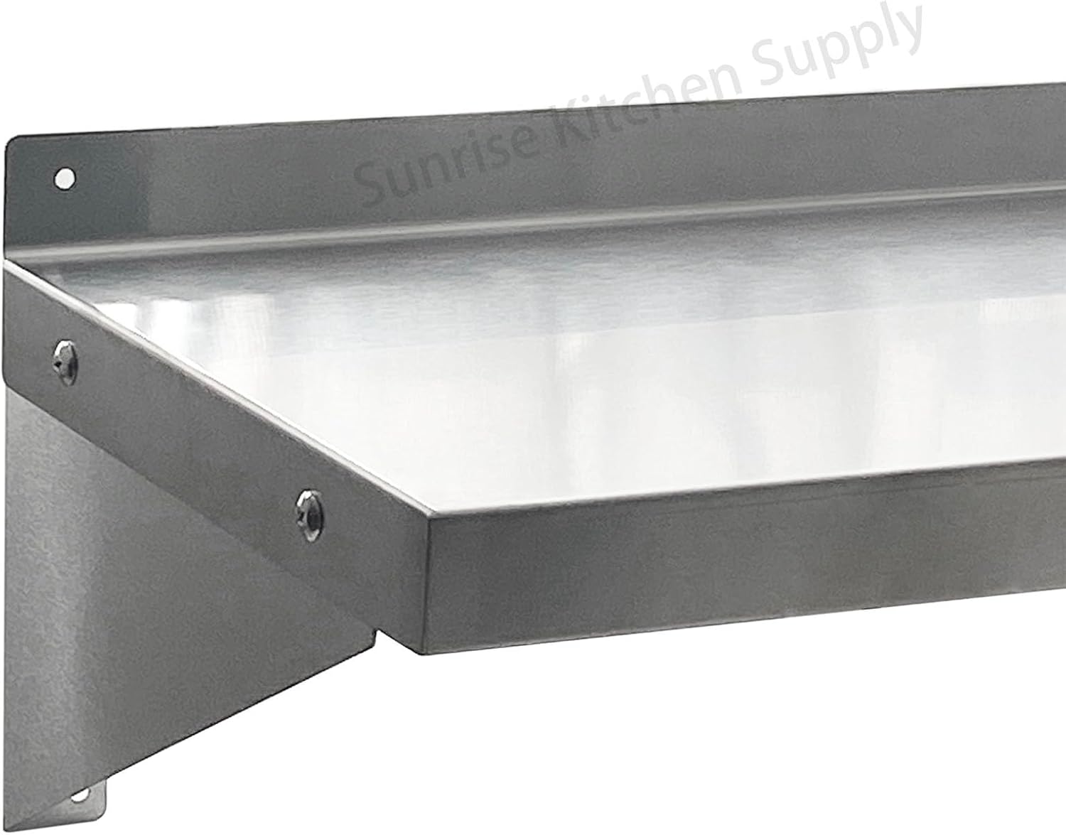 SUNRISE Commercial 430 Stainless Steel Kitchen Wall Shelf, NSF Certificated, Wall Mounted, Solid Shelving for Restaurants, Bars & Hotels (12" x 48")