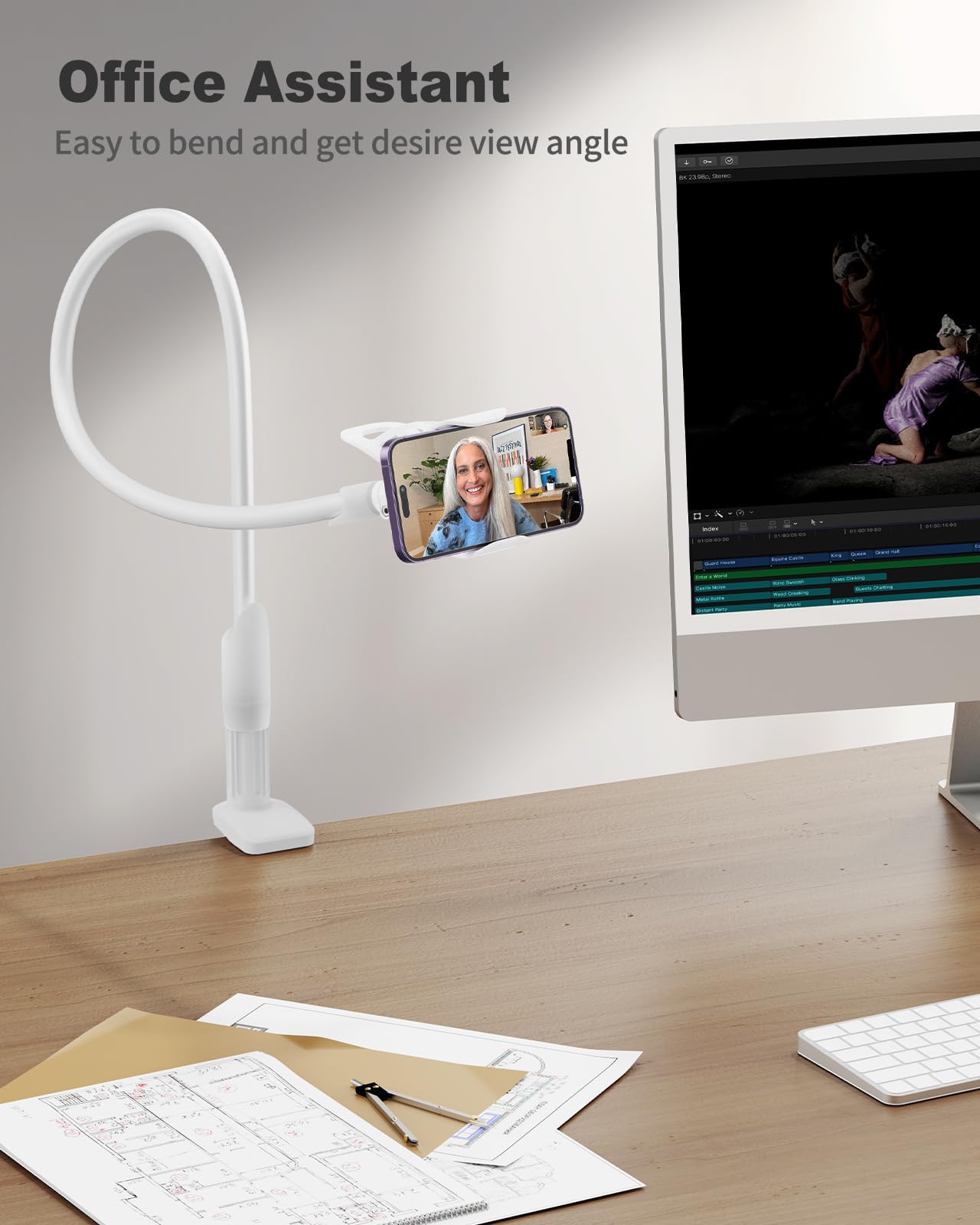 Supporto Per Cellulare A Collo Di Cigno Flessibile Per Letto - Mani Libere Per Guardare Film - In Metallo E ABS