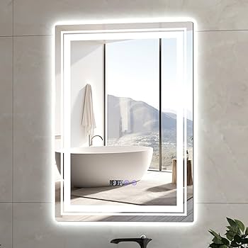 Q-store  Tangkula 20 x 28 Inch LED Bathroom Mirror, Wall Mounted