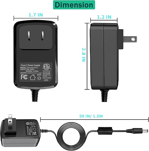 Miniatura 7 de TKDY Cable de alimentación de 24 V CC, adaptador de 24 V CC 1.5 A, CA 110-240 V CC en 24 voltios, 1 A, 0,5 A, cargador de pared para difusor