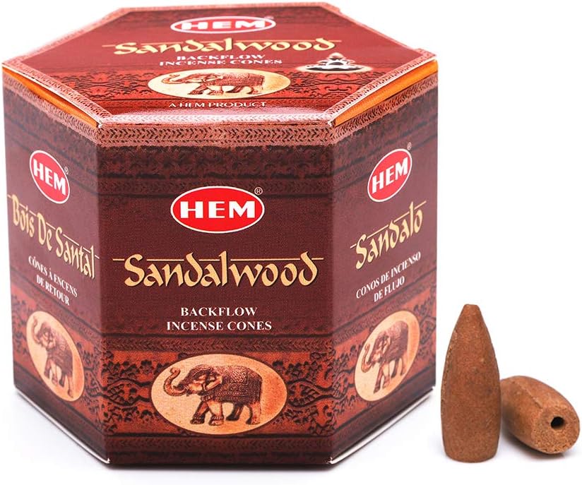 HEM Sandalwood Backflow Incense Cones for Aromatherapy and Air Cleansing