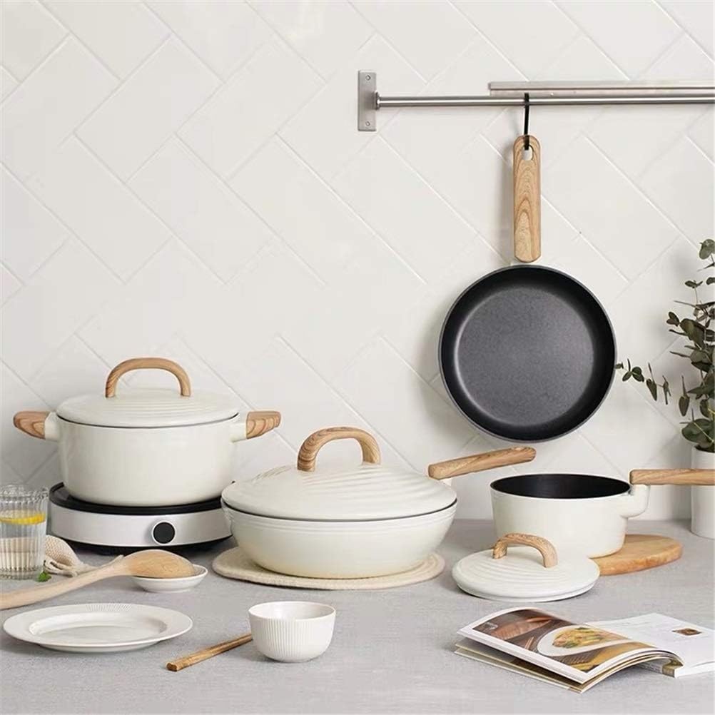 Cookware Set Soup Pot Stew Cooking Pots and Pans Induction Cooker Casserole Kitchen Saucepan Double Boiler Steamer Frying Pan