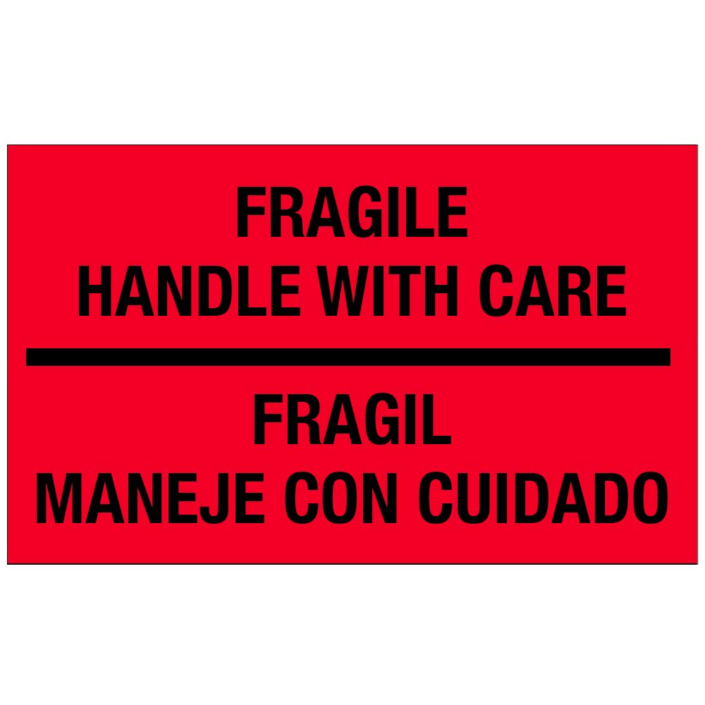 TapeCase Shipping Packing Labels "Please Handle With Care / Fragile / Thank You", Red/White (50 Per Pack) : Industrial & Scientific