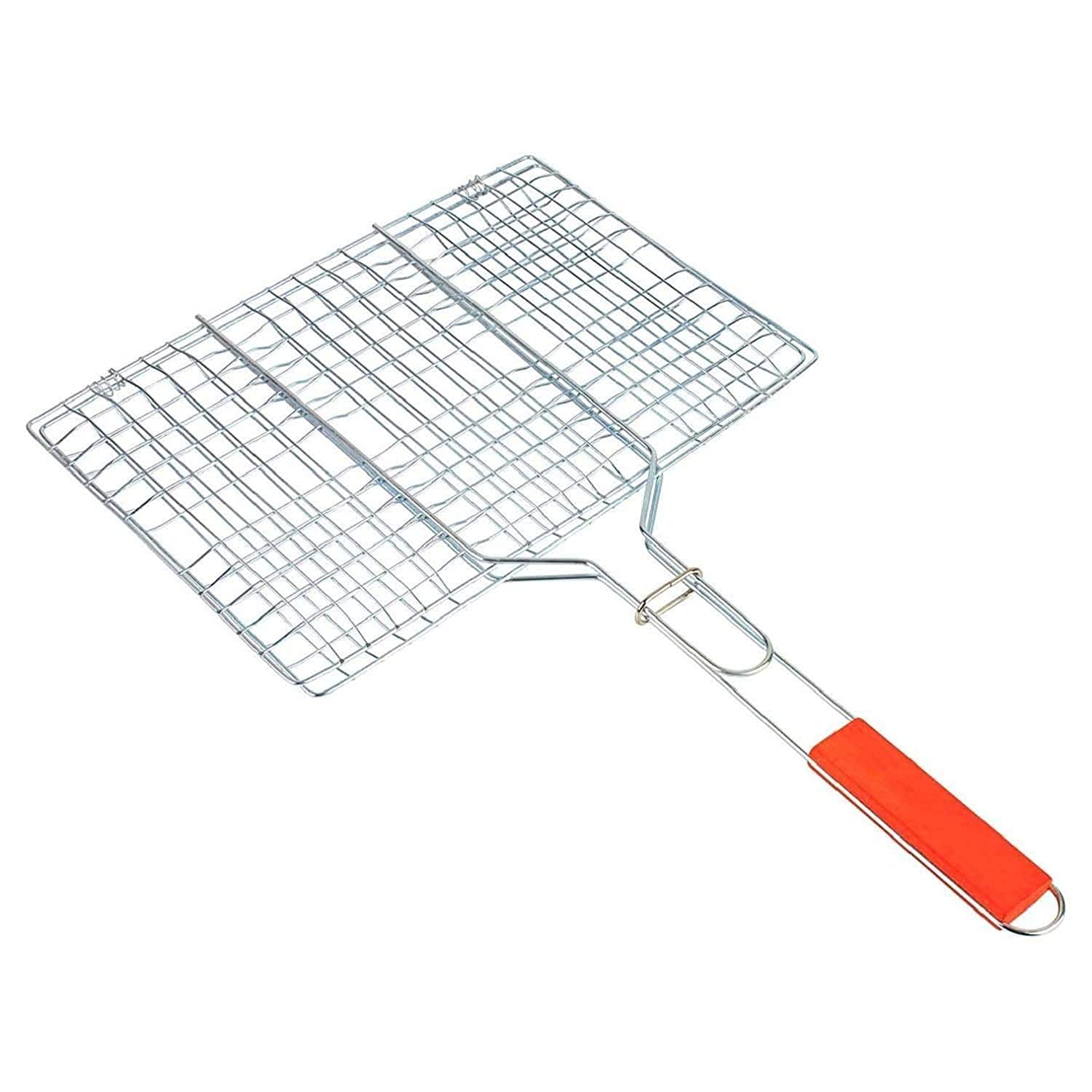 FEELING MALL Barbecue Grilling Basket Foldable BBQ Hand Grill Mesh for Fish Vegetable Steak Shrimp with Wooden Handle BBQ Grill Net Basket Roast Grilling Tray Plated Kitchen BBQ Tools for Party-image-28
