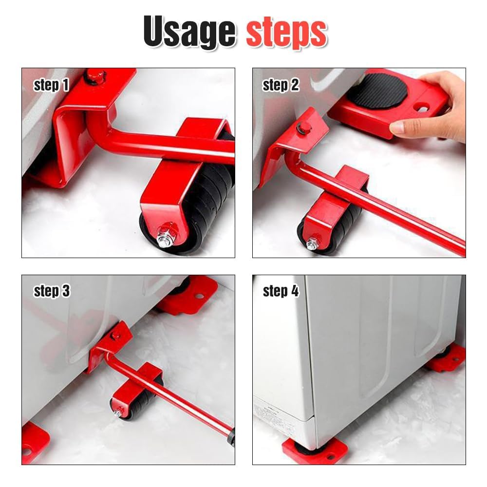 Kit di trasloco con sollevatore per mobili, leva regolabile in altezza, cursori e 4 ruote girevoli, strumento resistente per spostare facilmente divani e mobili, set completo