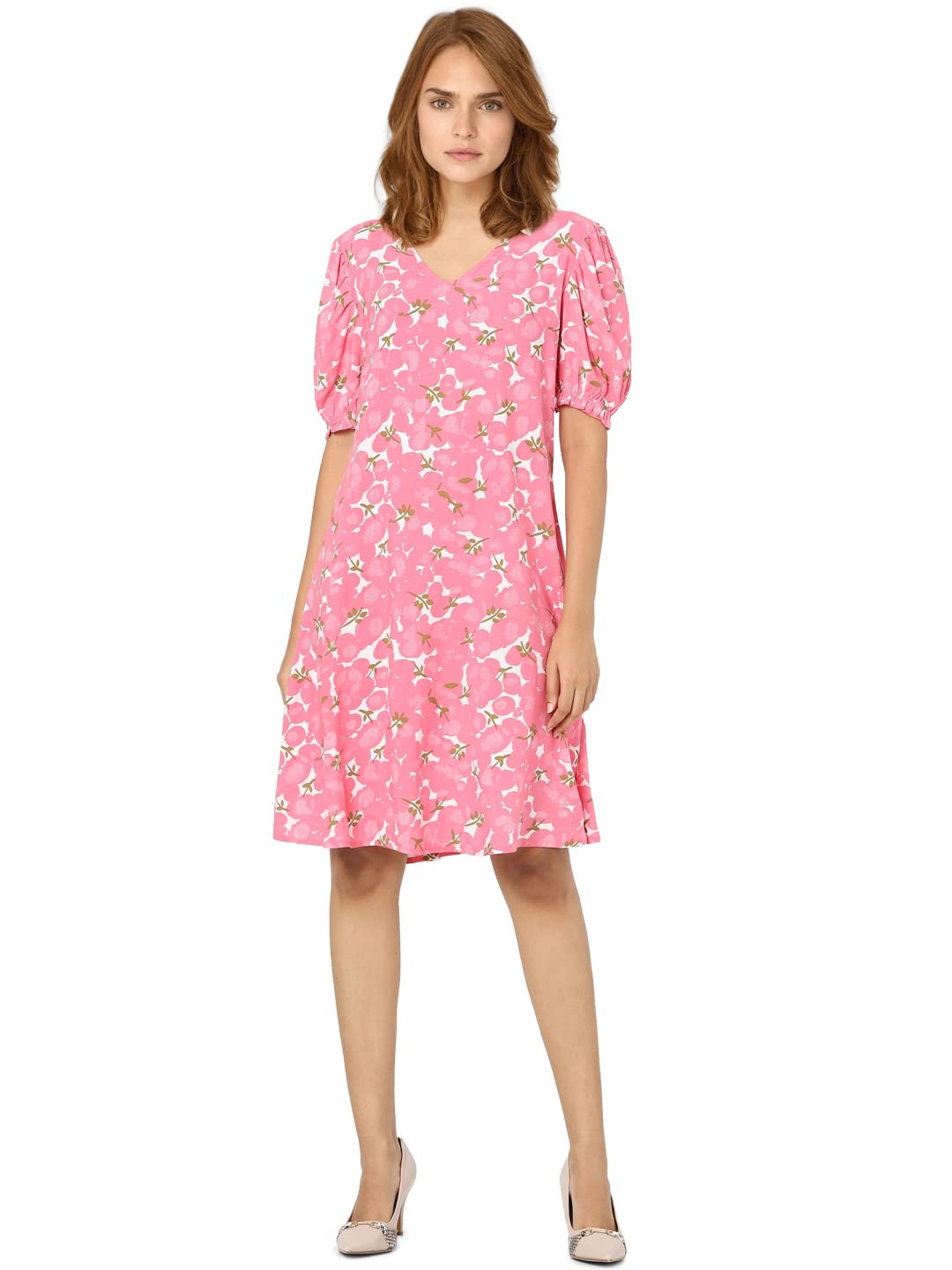 VERO MODA Women's Knee Length Viscose A-Line Dress