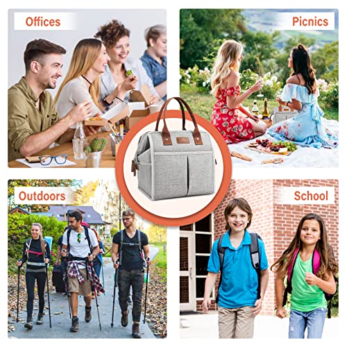 Lunch Bag For Women & Men, Large Insulated Lunch Box Cooler Tote Bags, Adult Reusable Lunch Boxes With Water Resistant For Work, School, Travel And Picnic (Grey) #TOP6