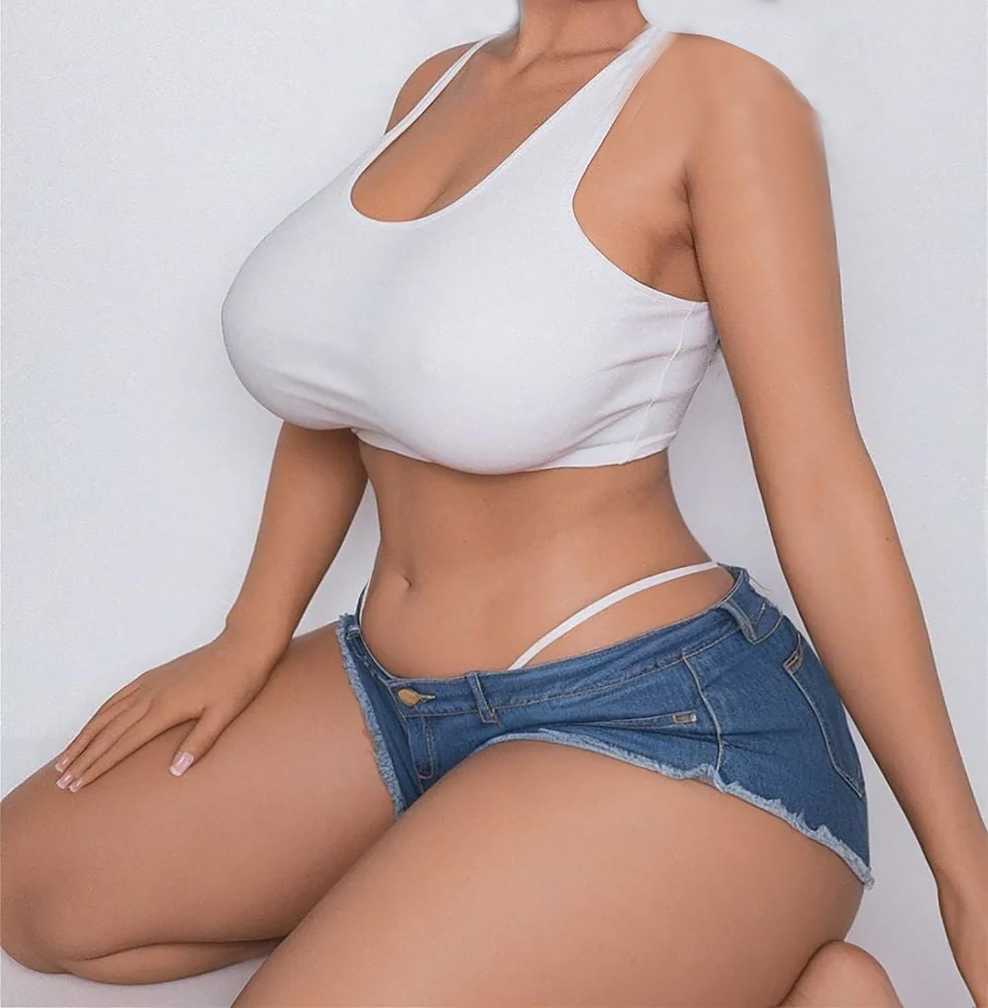 Life Size BBW Sex Dolls Head Full Size Sex Doll for Men Full Body Sexy Doll Realistic SexDoll Fat Female Torso Sex Toy Adult Sex Toys for Men Male Masturbator with Jelly Chest