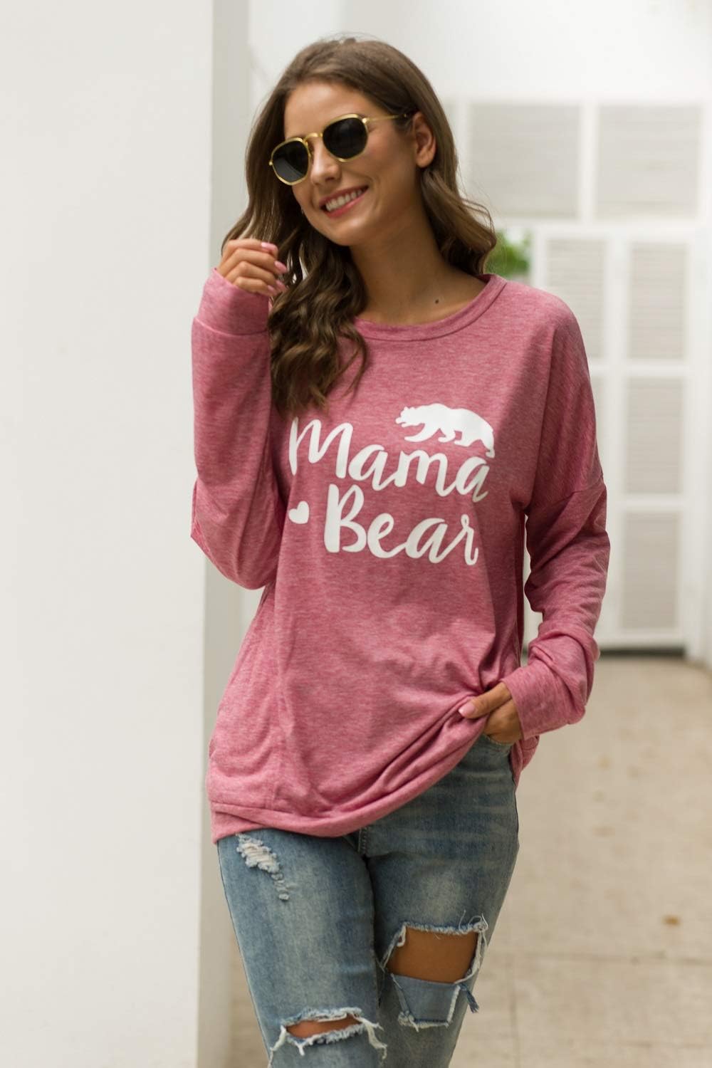 Womens Mama Bear Shirt Mom Shirt New Mom Gifts Graphic Tees with Pockets 2025 - Image 2