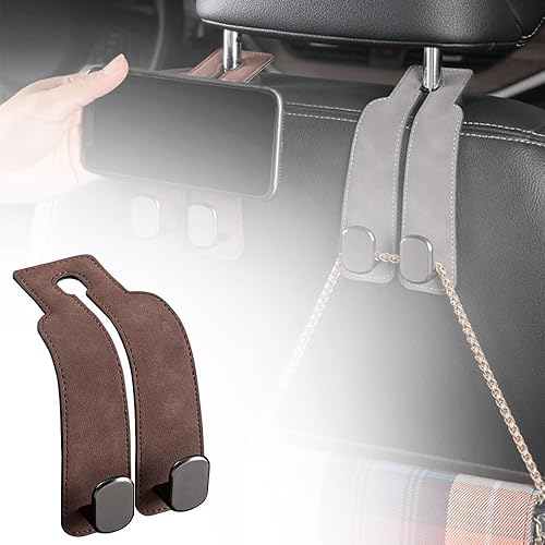 Drkicsy Gancho doble para respaldo de asiento de automóvil, reposacabezas de asiento de automóvil, ganchos dobles y soporte para teléfono celular,