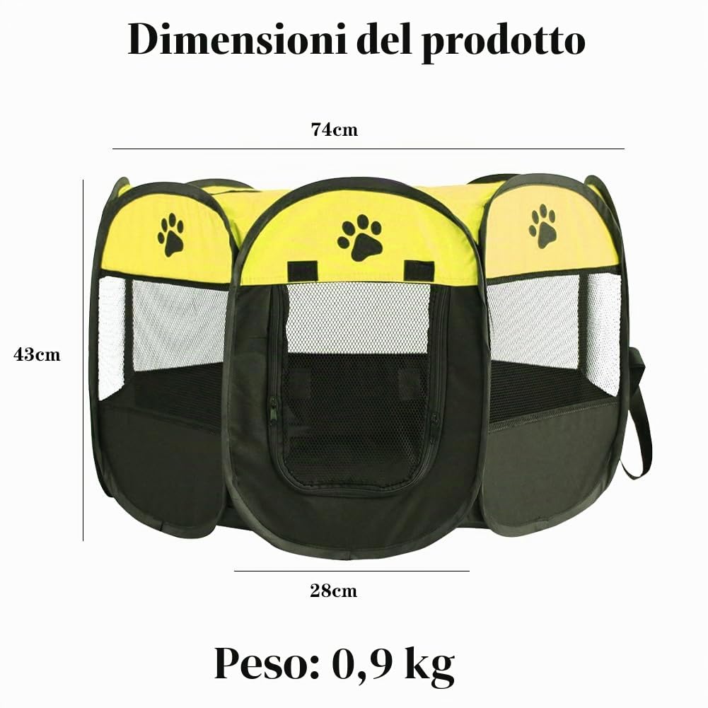 Recinto per Cani da Interno, Recinzione per Cuccioli 74x74x43cm Gabbia per Cani Recinto per Gatti da Interno, Box per Cucciolo Gattini Conigli (Giallo)