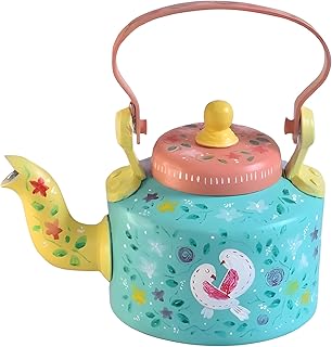 NYSARG Handpainted Love Bird Teal Bohemian Kettle - Aluminium Size- Large