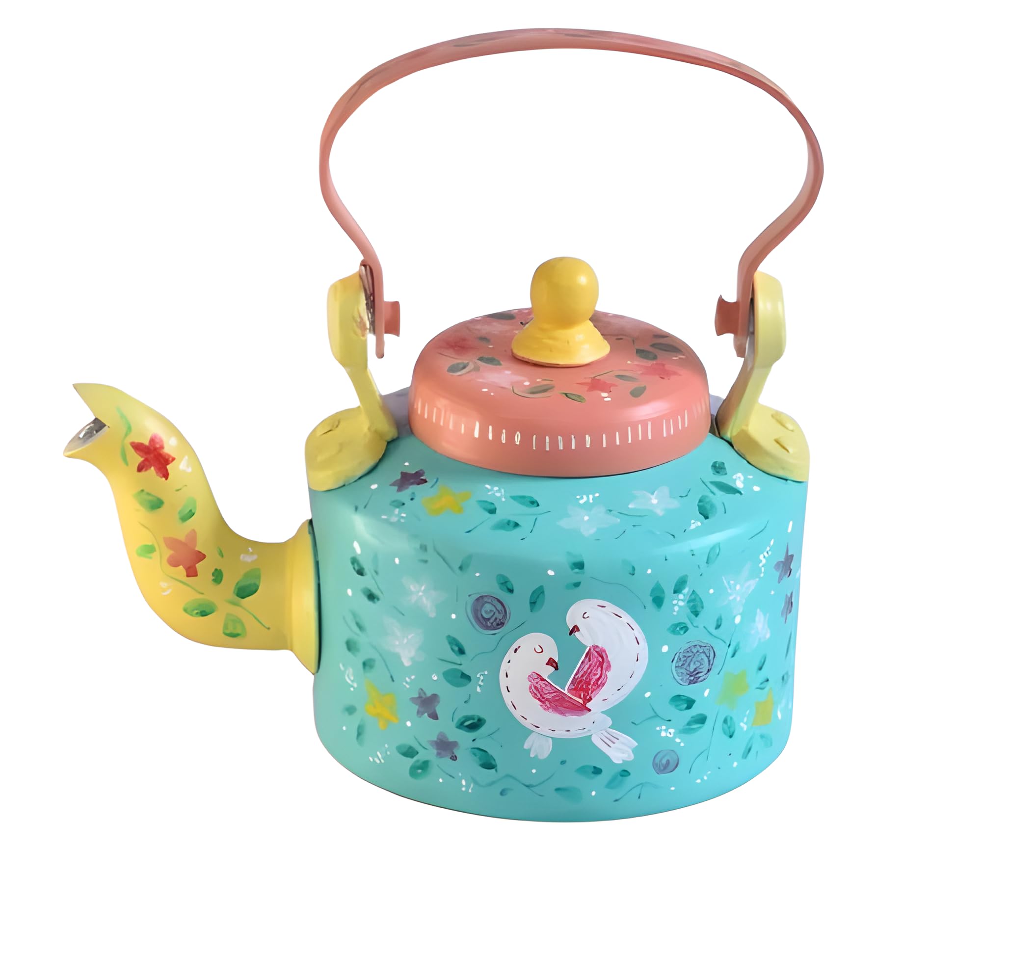 NYSARG Handpainted Love Bird Teal Bohemian Kettle - Aluminium Size- Large-picture-23